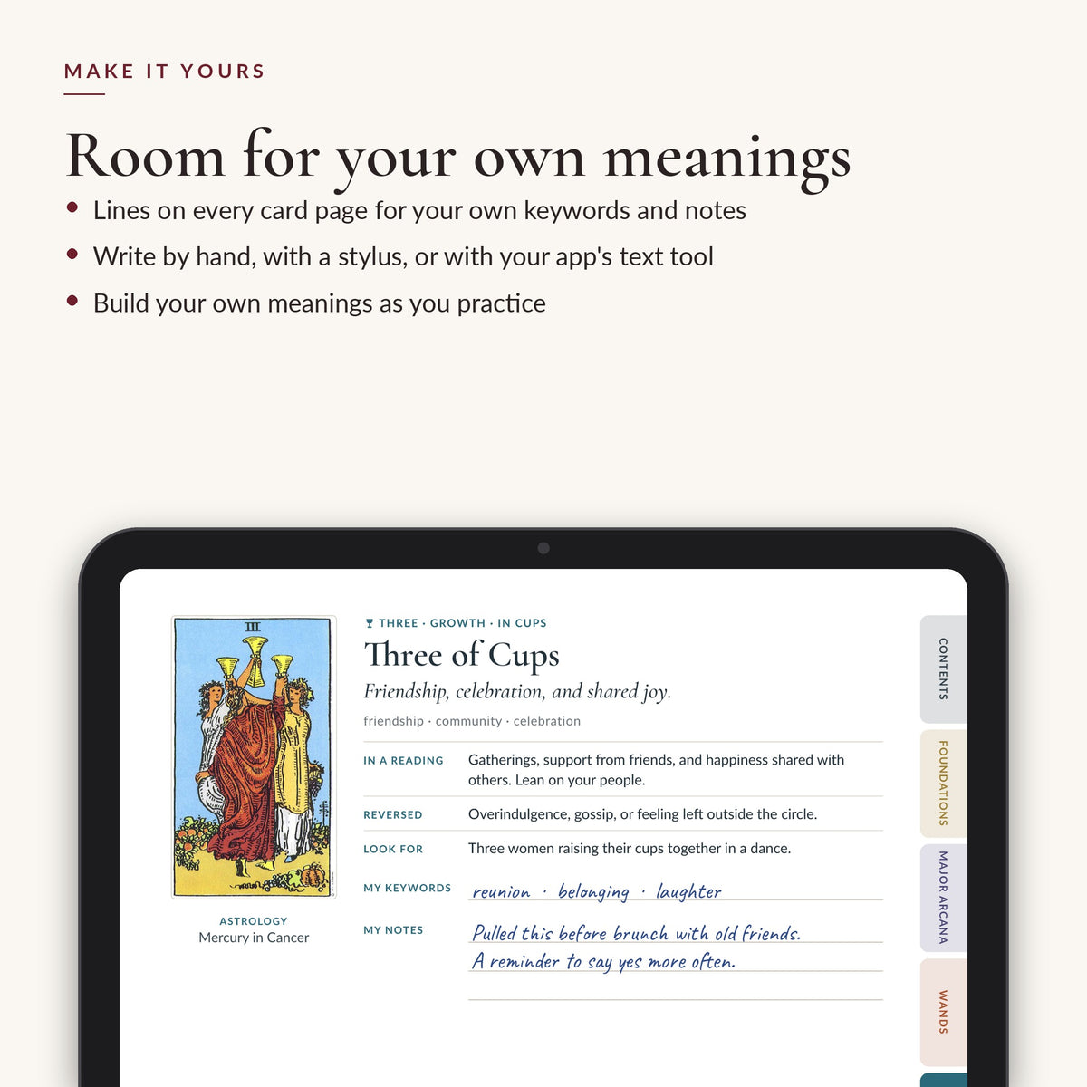 Beginner tarot guide PDF: 78 card meanings, printable and digital